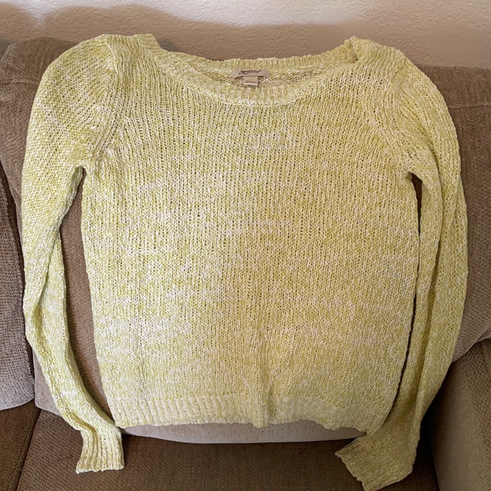 Lime green & white sweater shirt